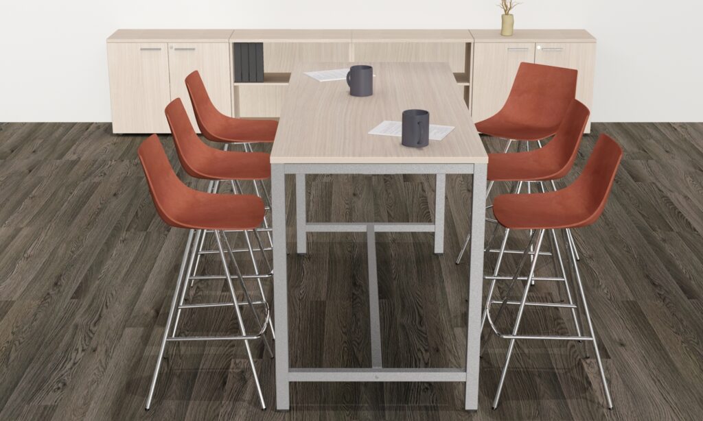 Nemo High Office Desk in office with stools